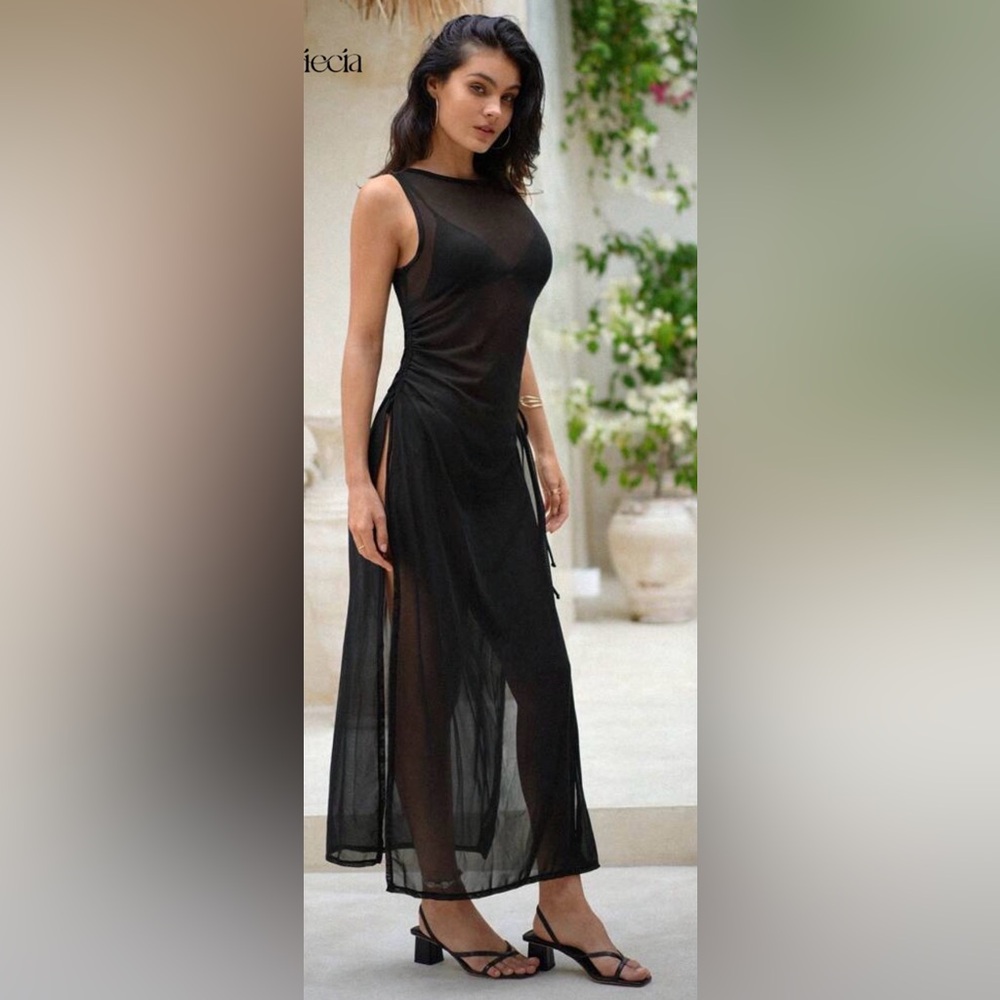 Black Mesh Swim Suit Cover Up